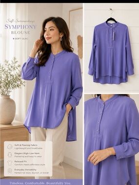 NEW Soft Surrounding L symphony night Iris bloom coastal softcore modal tunic